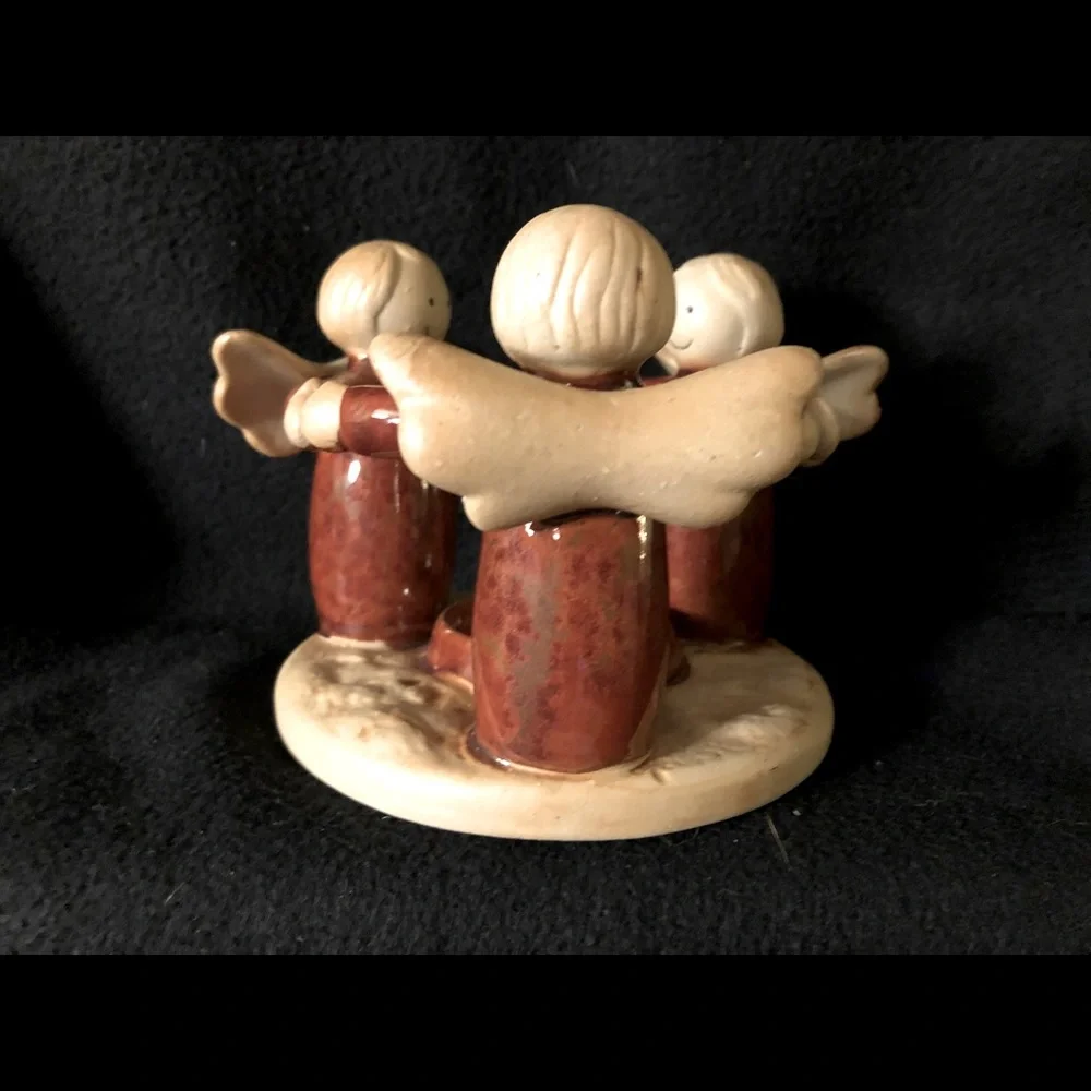 Ceramic Candle Holder with Three Angels - Great Condition